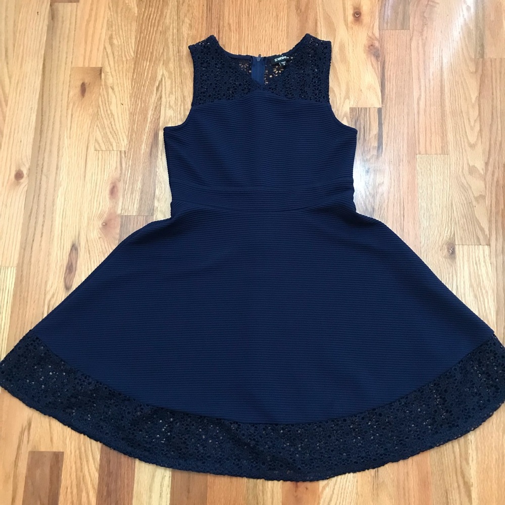 Zunie navy blue fit and flare dress - Picture 7 of 13